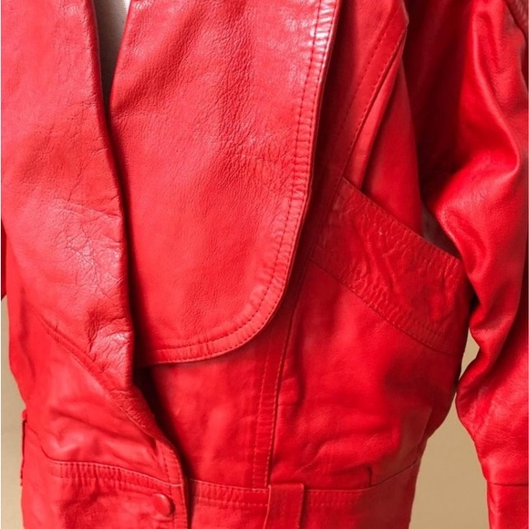 Fashiono Rockstar style RED LEATHER JACKET - Picture 3 of 5